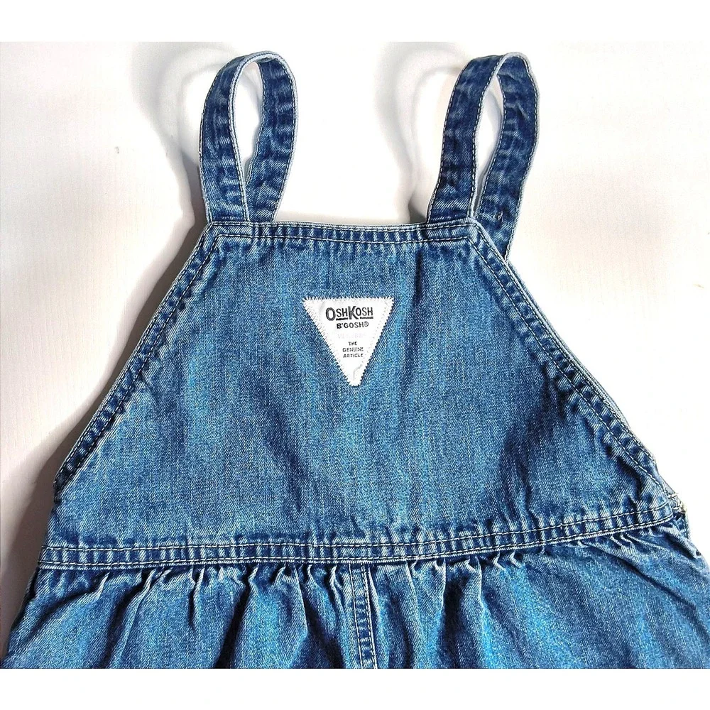 Vintage OshKosh Bgosh Denim Overall Jumper Dress Kids 4T Blue‎ Cotton Pinafore